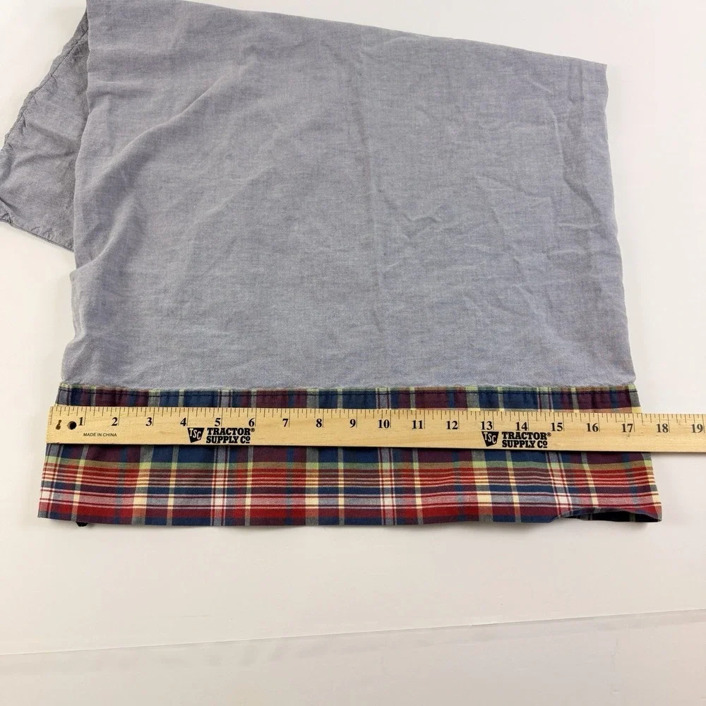 Vintage Ralph Lauren Chambray Pillowcase Plaid Cuff Cotton USA Standard